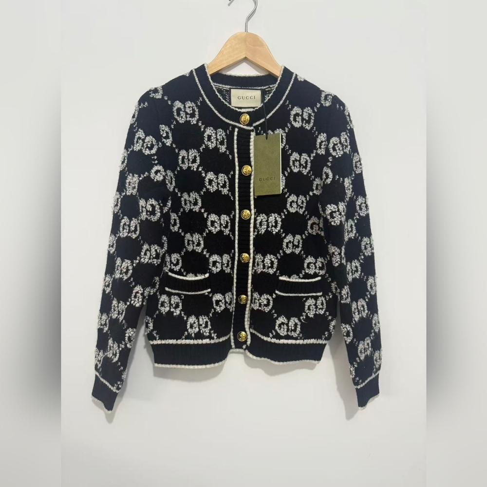 Gucci GG Jacquard Wool Cardigan